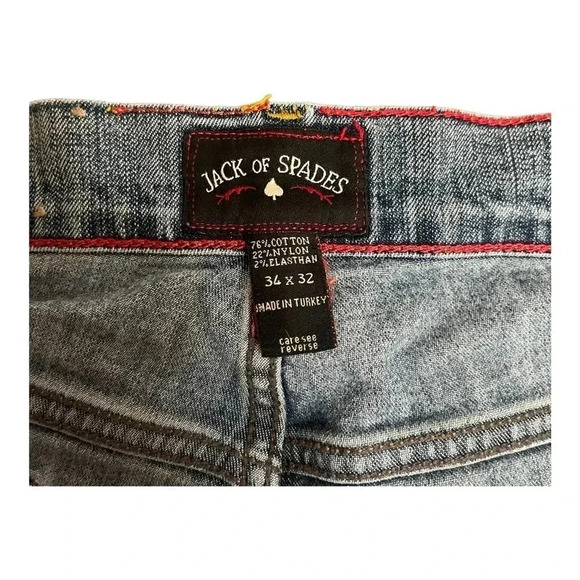 Jack of Spades Straight Relaxed Stretch Medium Wash Denim Jeans Men’s 34”Wx32”L - Picture 6 of 16